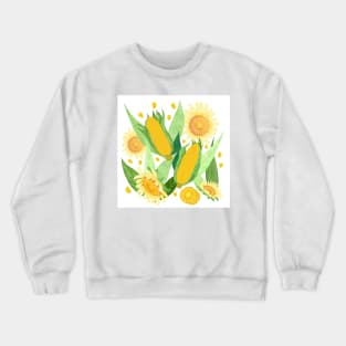 Corn and sunflower print Crewneck Sweatshirt